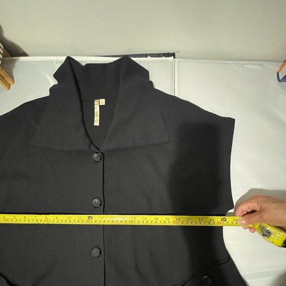 Comfy USA Black Stretch Poplin Funky Flated Button Shirt Tunic Size L - Picture 16 of 16